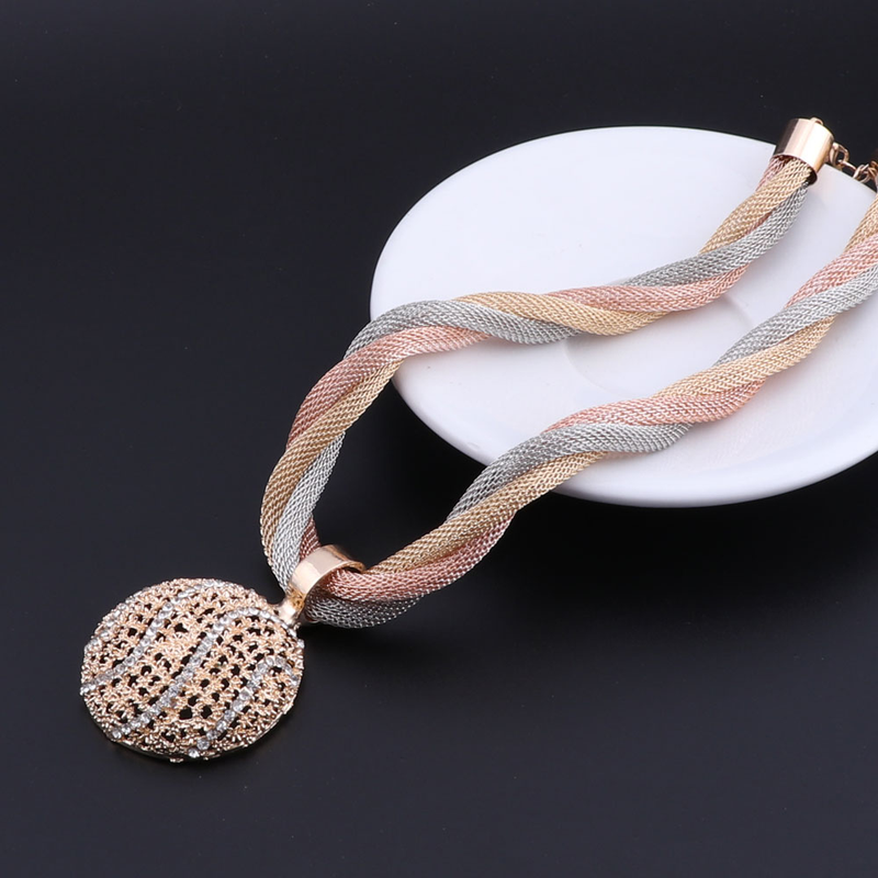 Dubai Gold Bunte Halskette Armband Braut Kristall Schmuck Sets Für Frau Ohrringe Ring Party Geschenke Zubehör_voghion.com