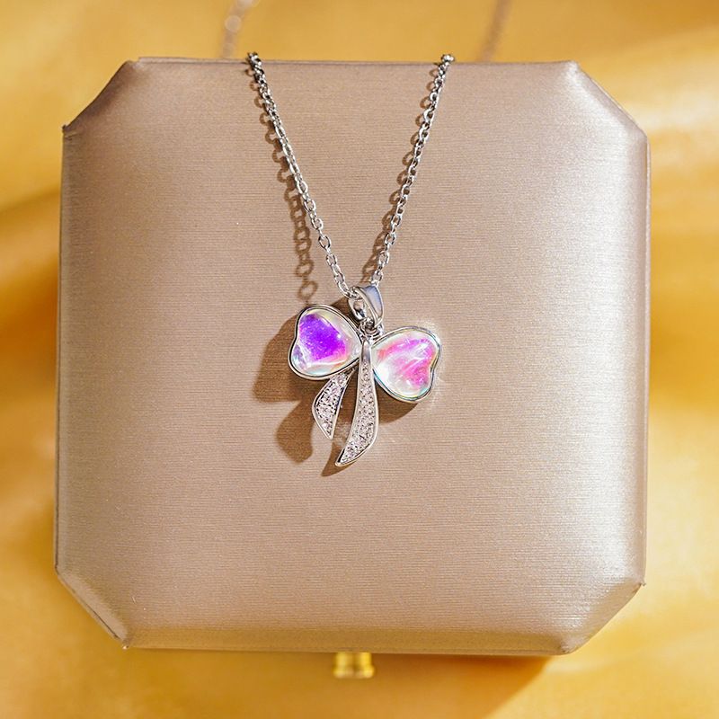 Colorful Changing Bow Necklace For Women, Niche Light Design, Versatile Pearl Collarbone Chain, Internet_voghion.com