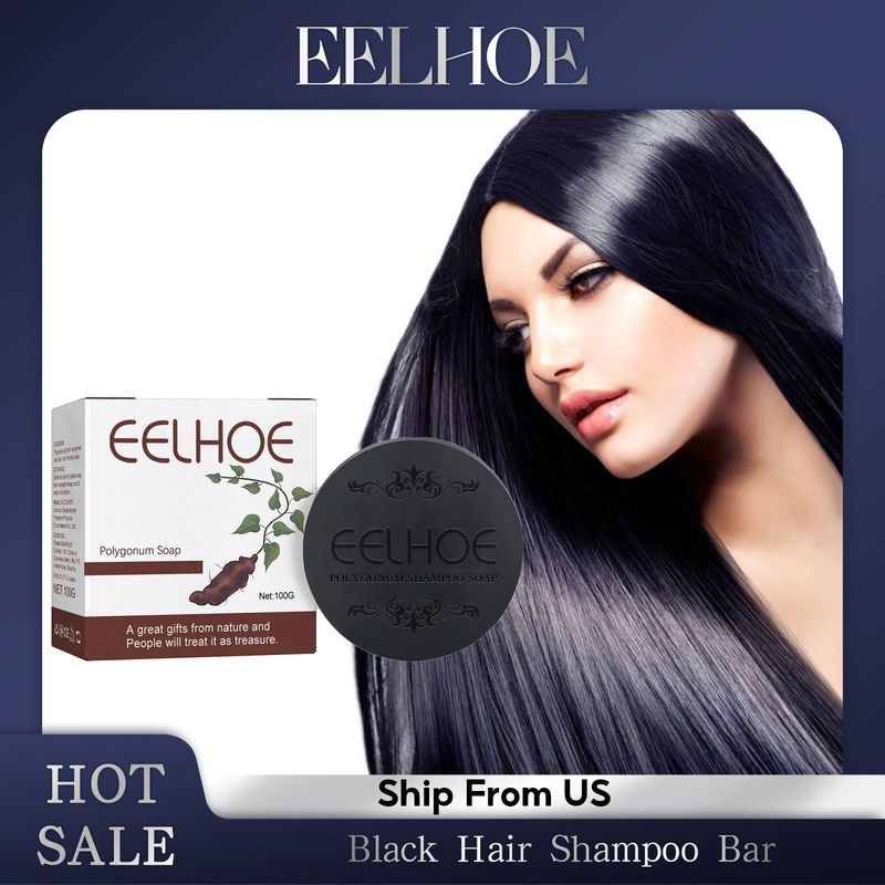 Naturlig mörknande tvål för svartgrått hår, återfärgning av hår, Polygonum Multiflorum, återfuktande tvål för skador, mjällbekämpande, glans och len tvål._voghion.com