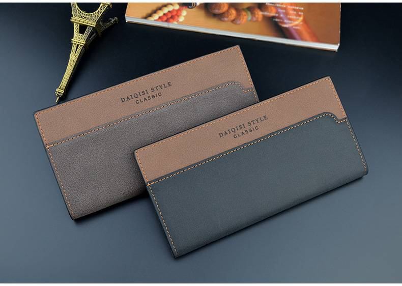 Miesten pitkä lompakko - Tyylikäs Color-Block ohut pehmeä nahkalompakko nuorille - Multi-Card Holder - Perfect Suit Accessory_voghion.com