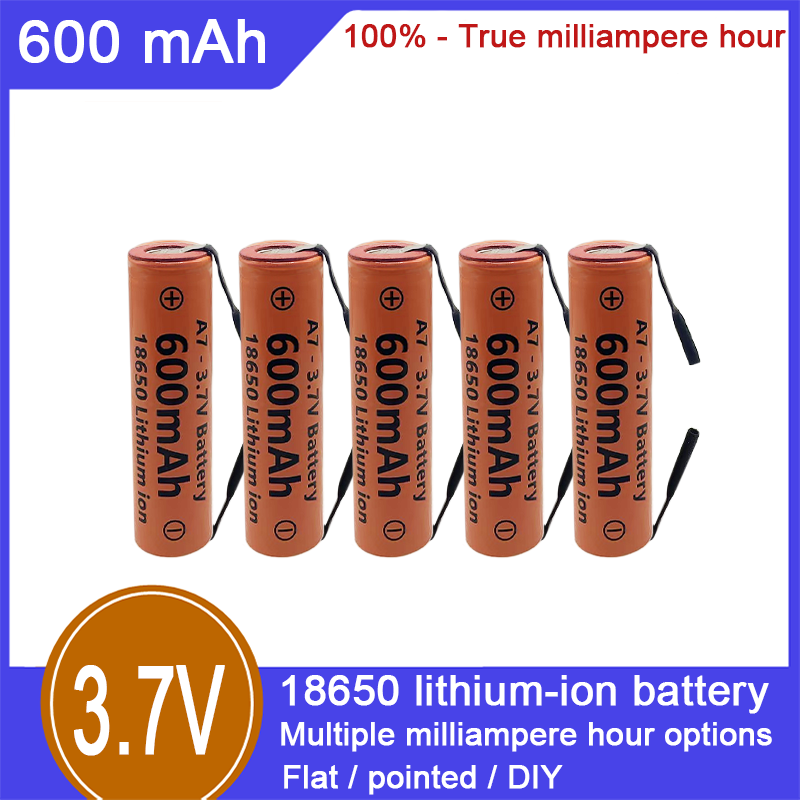 Batterie rechargeable lithium-ion 18650, 3,7 V, 600 mAh, capacité 100 %, adaptée aux jouets électriques, cigarettes électroniques, lampes de poche et autres domaines_voghion.com