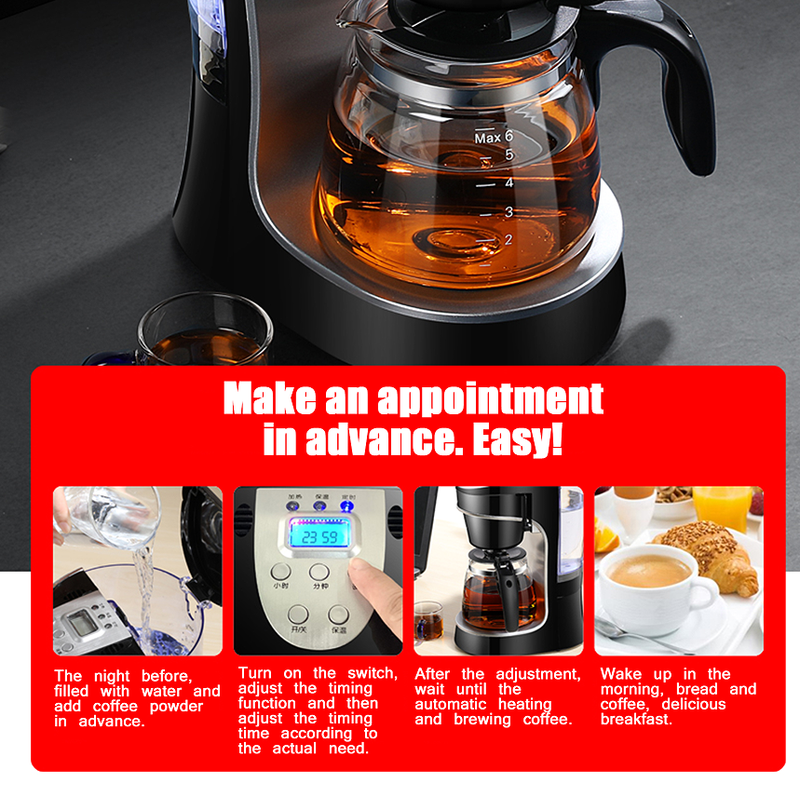 PSC08B Italian Drip Coffee Machine 1200W Drip Coffee Cups10pc Automatic Shutdown, Keeps Warm For 4h Americano Espresso, Smart Home Coffee, Commercial_voghion.com