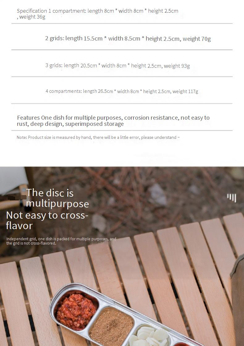 Gewürzschale aus Edelstahl 304 – Soßenteller mit 2/3 Fächern für Camping und Grillen, langlebig, rostfrei, leicht zu reinigen_voghion.com