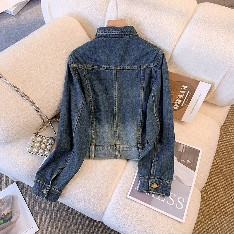 Women's Clothing Denim Jacket & Wide-Leg Pants Set - Stylish Two-Piece Outfit For Spring/Autumn, Flared Trousers With Short Jacket_voghion.com