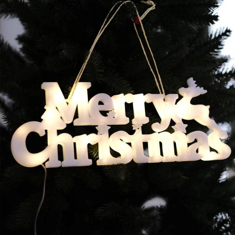 Luces LED navideñas con letras: decoración navideña a pilas para el hogar, fiestas y exteriores (blanco, rojo y amarillo)_voghion.com