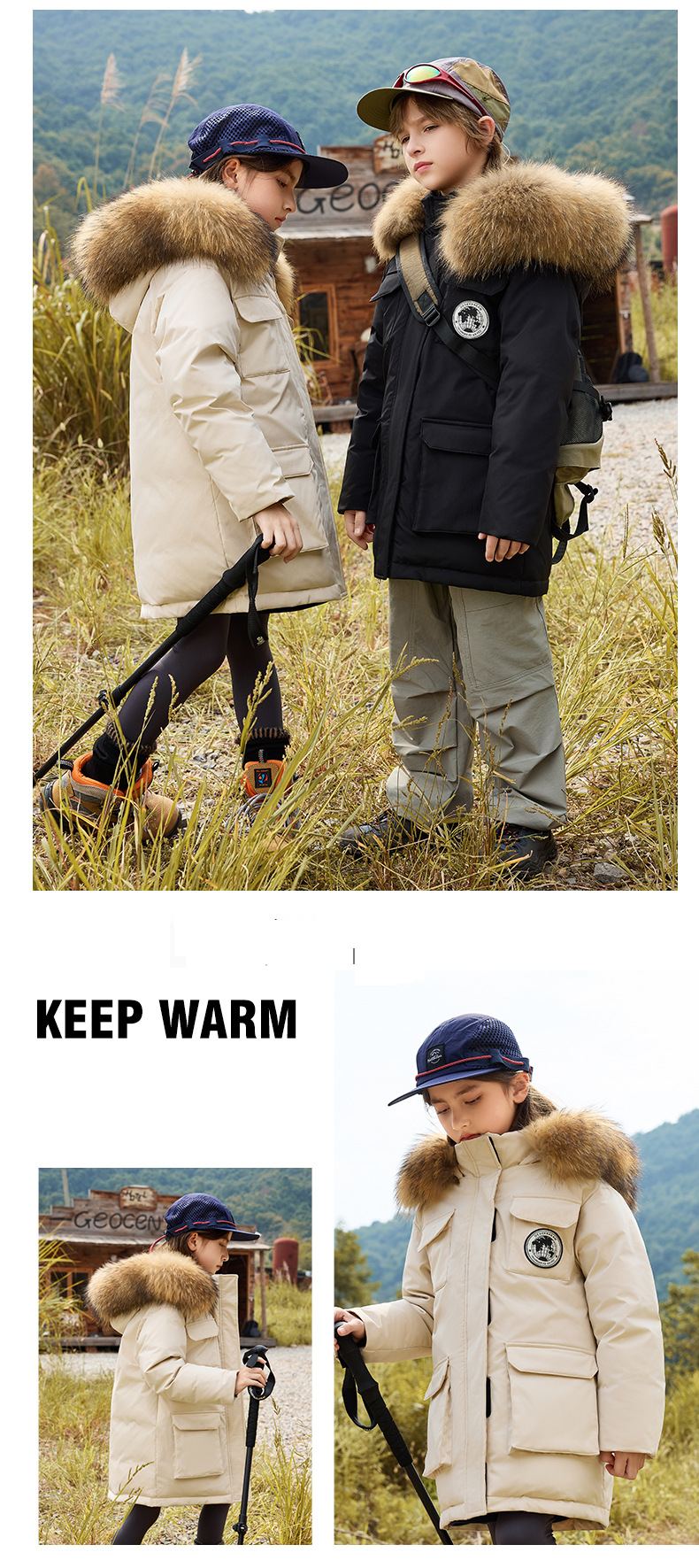 Premium Kids Winter Jacket With White Duck Down - Warm Hooded Coat For Boys & Girls (120-180cm) - Soft & Stylish Design_voghion.com
