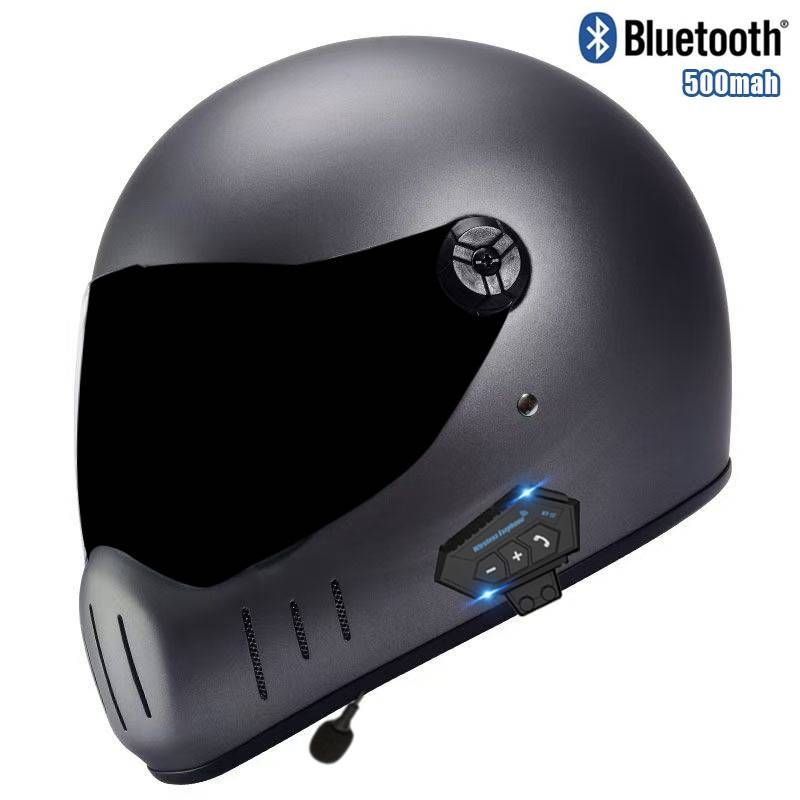 3C-Certified Retro Full-Face Motorcycle Helmet With Bluetooth – Classic Cruiser Helmet For Men & Women (Matte Black, Gloss Black, Titanium Grey)_voghion.com
