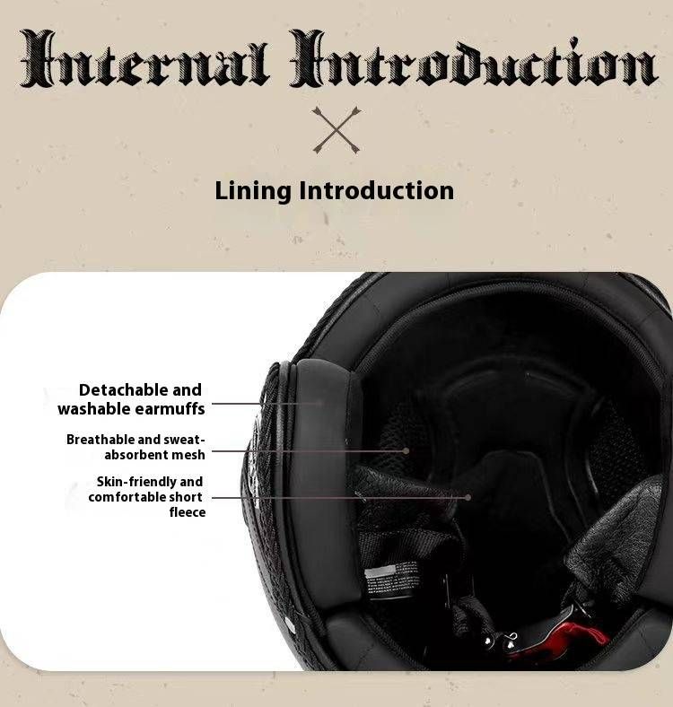 Vintage-Motorradhelm aus Leder mit Bluetooth und Retro-Brille – 3/4-Open-Face-Design, handgefertigte ABS-Schale, Unisex-Erwachsenengrößen (S-2XL)_voghion.com
