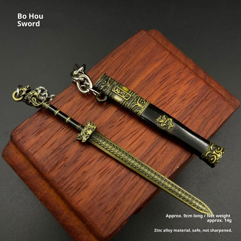Legend of Deification Miniature King Zhou Yin Shou Sword - Portachiavi in lega da 9 cm, giocattolo da collezione in metallo_voghion.com