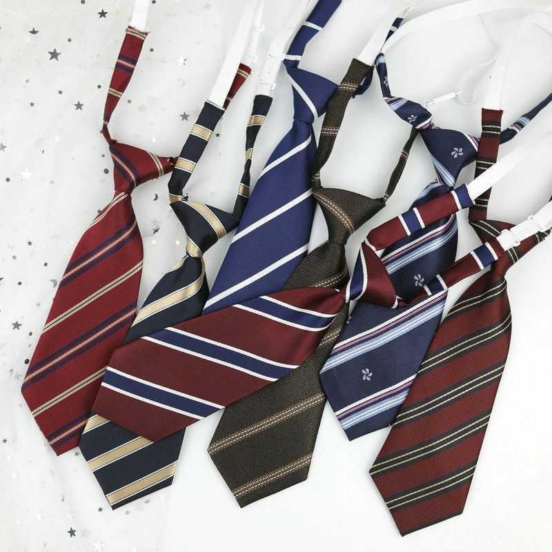 Cravatta a righe piccola, ultra corta, fatta a mano, per donna, stile college, marrone, per bambini, stile asilo_voghion.com