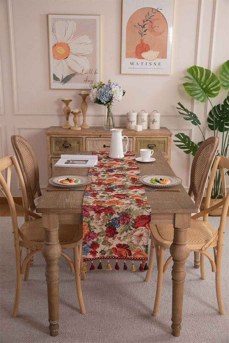 Nuovo copritavolo da caffè in stile americano con nappa in jacquard di poliestere, copriletto e copriletto_voghion.com