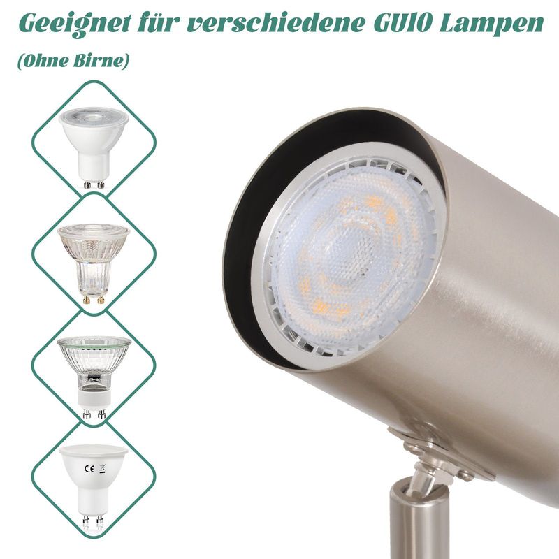 Glitzerlife Deckenstrahler 1 Flammig LED Deckenspots-GU10 Flurlampe Nickel 330°Schwenkbar Moderne Deckenlampe Innen Für Schlafzimmer Wohnzimmer Kinderzimmer Küche_voghion.com