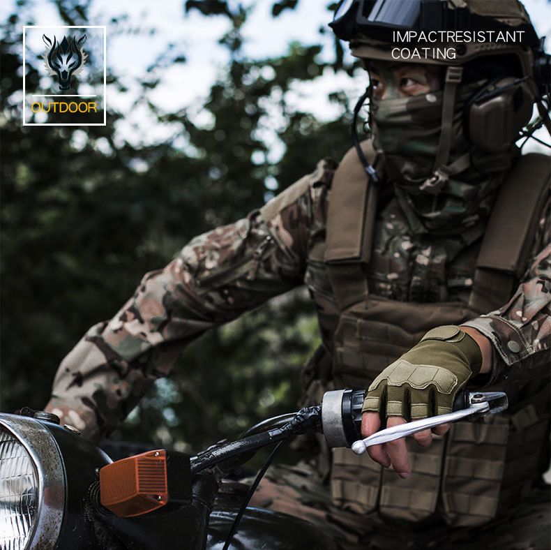 Tactical gloves for men and women 0108 half finger military fans outdoor riding anti cut fighting field training half finger paratrooper gloves_voghion.com