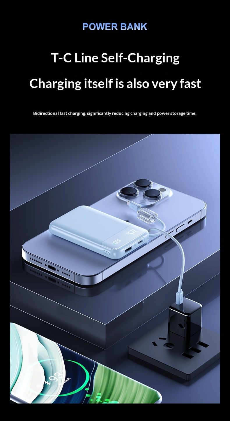 Nouvelle batterie externe transfrontalière ultra-mince de 20 000 mAh avec charge ultra-rapide (22,5 W) et câble inclus, cadeau personnalisé_voghion.com