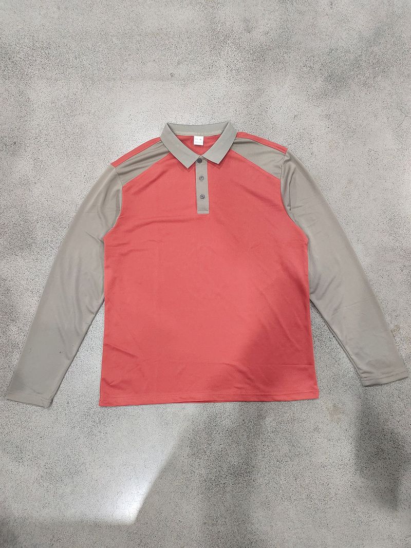 Camicia a maniche lunghe con risvolto e bottoni, casual, da golf, autunnale, da uomo, in tinta unita_voghion.com