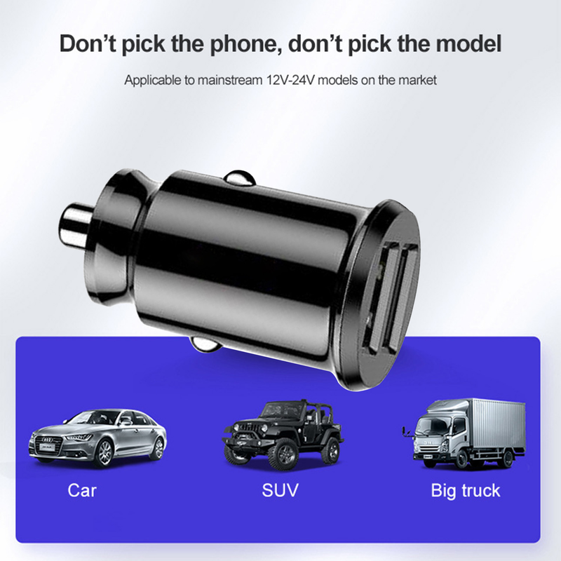 Kunjiuyou Car Charger Mini Quick Charge 3.1A Dual USB Auto Charger Adapter For Mobile Phone-Black_voghion.com