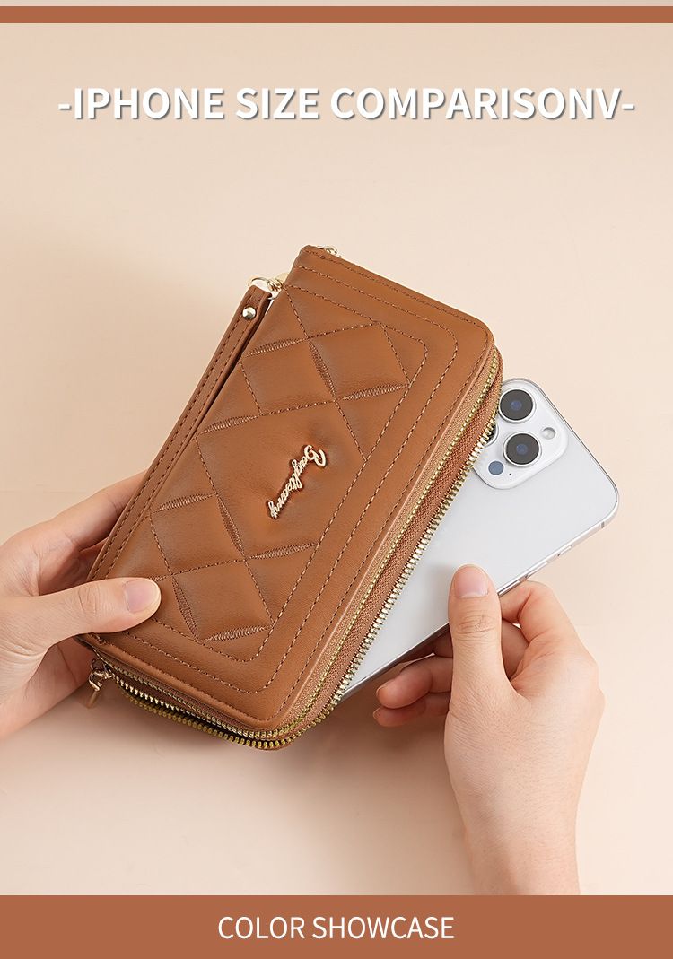 Women's Long Wallet Rhombus Clutch Multifunctional Mobile Phone Change Bag Wallet_voghion.com