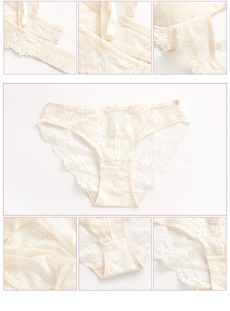 Intimo da donna in pizzo, sexy, anti-cedimento, con reggiseno piccolo e seno grande_voghion.com