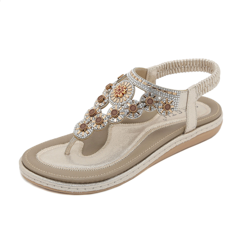 W676-7 New Summer 2025 Flat Bottomed Clip On Rhinestone Comfortable Beach Sandals For Women_voghion.com