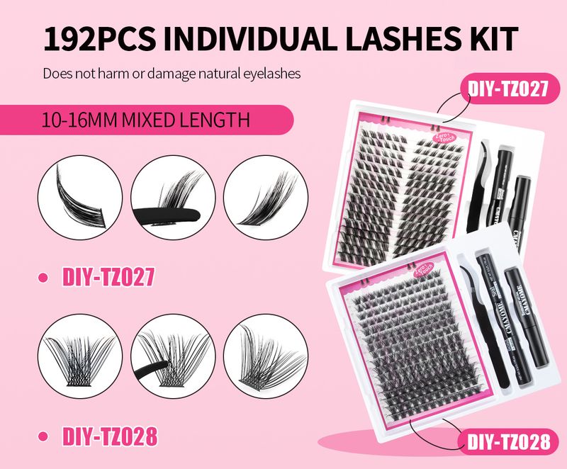 European and American cross border single cluster D curved hair false eyelashes exquisite gift box set DIY segmented natural thick eyelashes_voghion.com