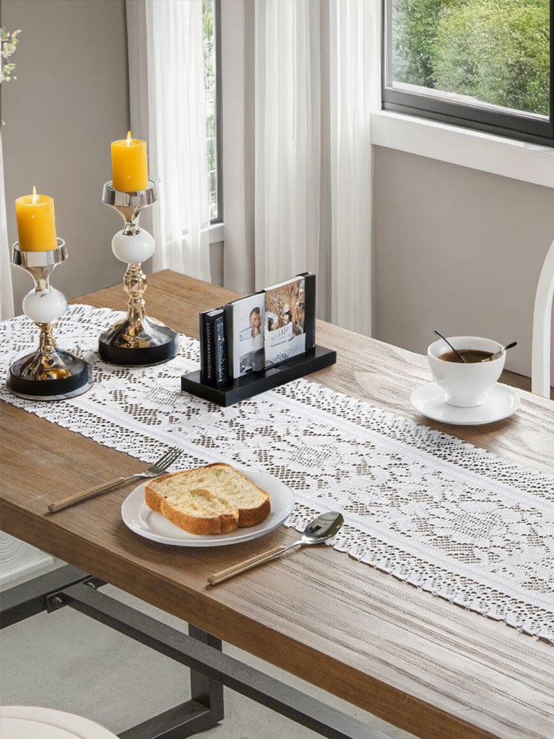 Warp Knitted Lace Tassel Table Runner Home Decoration Dining Table Table Cloth Table Runner Decoration_voghion.com