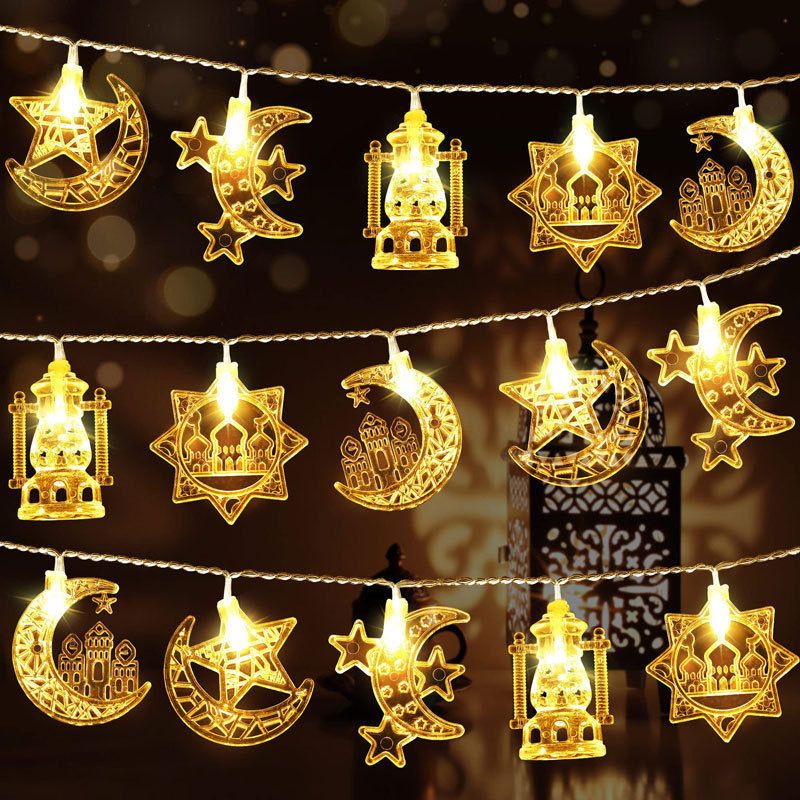 Cross-Border LED String Festival Decoration Colorful Star Accompanying Moon Flashing Lights Wholesale_voghion.com
