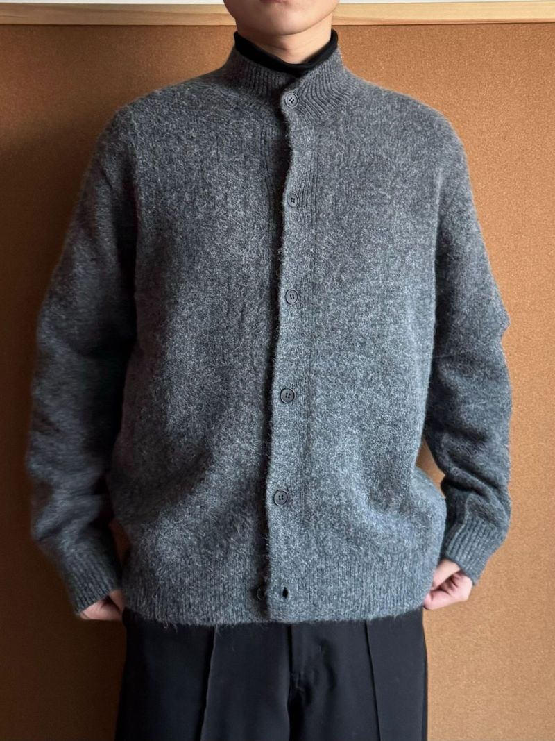 Autumn Winter Floral Wool Blend Half Turtleneck Sweater Unisex Cardigan Old Money Brown Gray Versatile Cleanfit_voghion.com