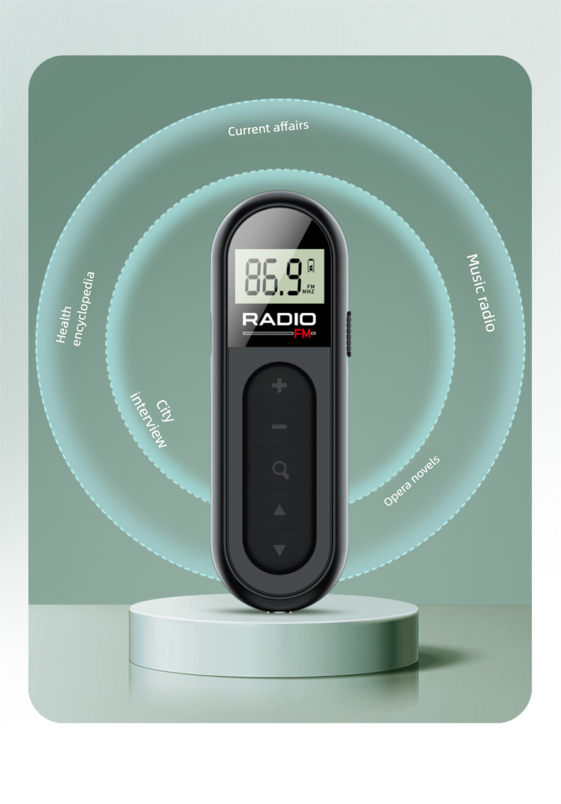 Rechargeable Mini Portable Radio Small Pocket-sized Compact FM Tuner With Clip For Elderly And Meetings_voghion.com