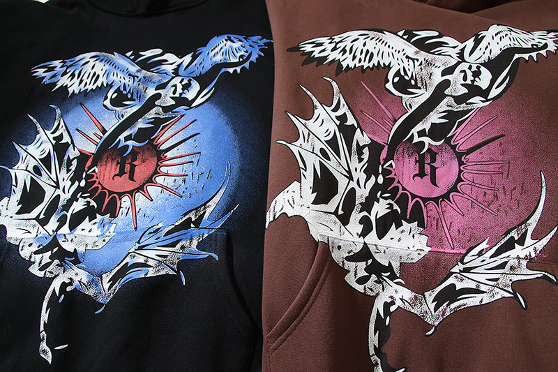 Men's vintage Eagle monogram print hoodie loose-fitting hoodie_voghion.com