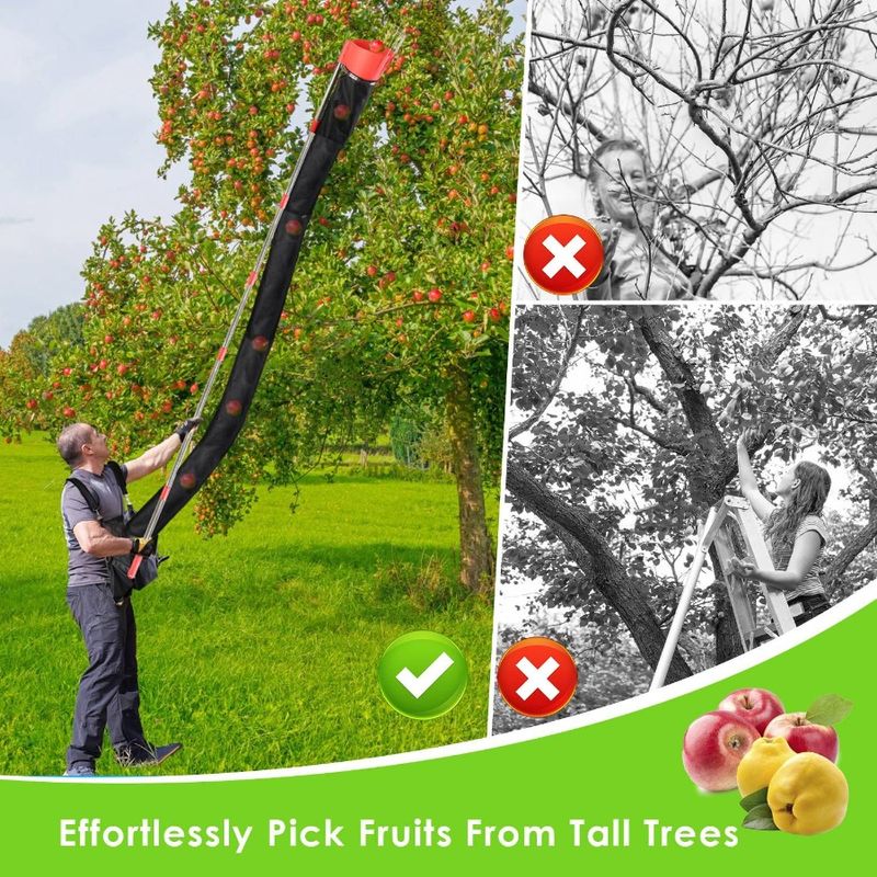 13.43FT High Reach Fruit Picker Pole With Harvest Bag Heavy Duty Fruit Picking Tool With Basket Funnels Collection Bag For Mang_voghion.com