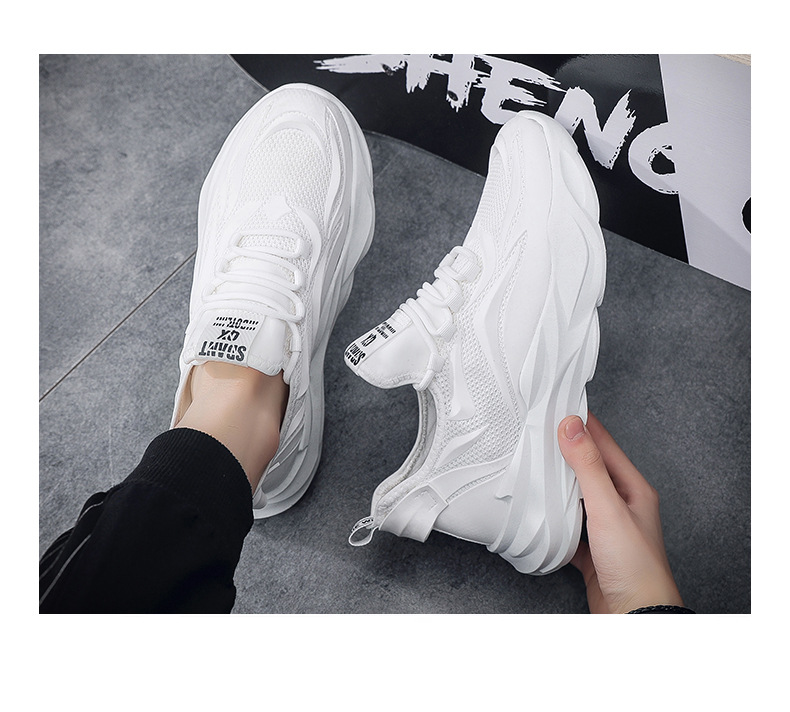 Putian Pure Black Herrenschuhe, Sommer, atmungsaktiv, fliegendes Weben, Sport- und Freizeit-Mesh-Schuhe für Herren, erhöht_voghion.com