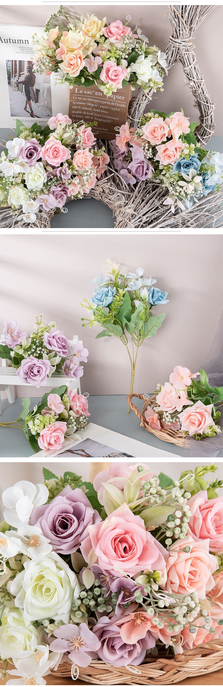 Ogo Kako Rose handmade artificial flower decoration hand-held flower rose wall_voghion.com