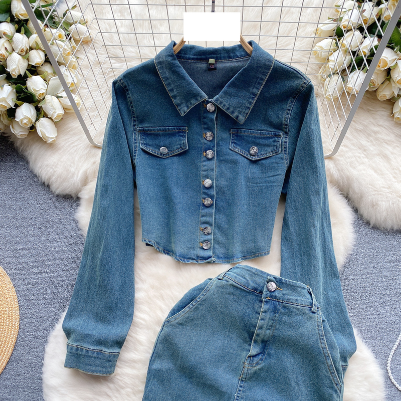 Traje de mujer con chaqueta tipo cárdigan de diseño, falda de cola de pez, falda de dos piezas de moda_voghion.com