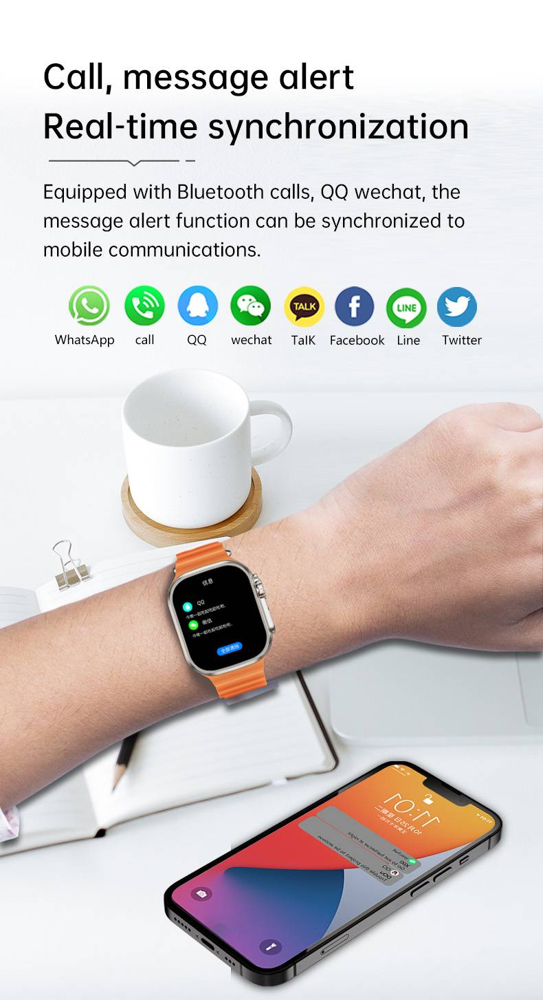 ULTRA2 smartwatch, capable of answering/making phone calls, comes with 2 watch straps included_voghion.com