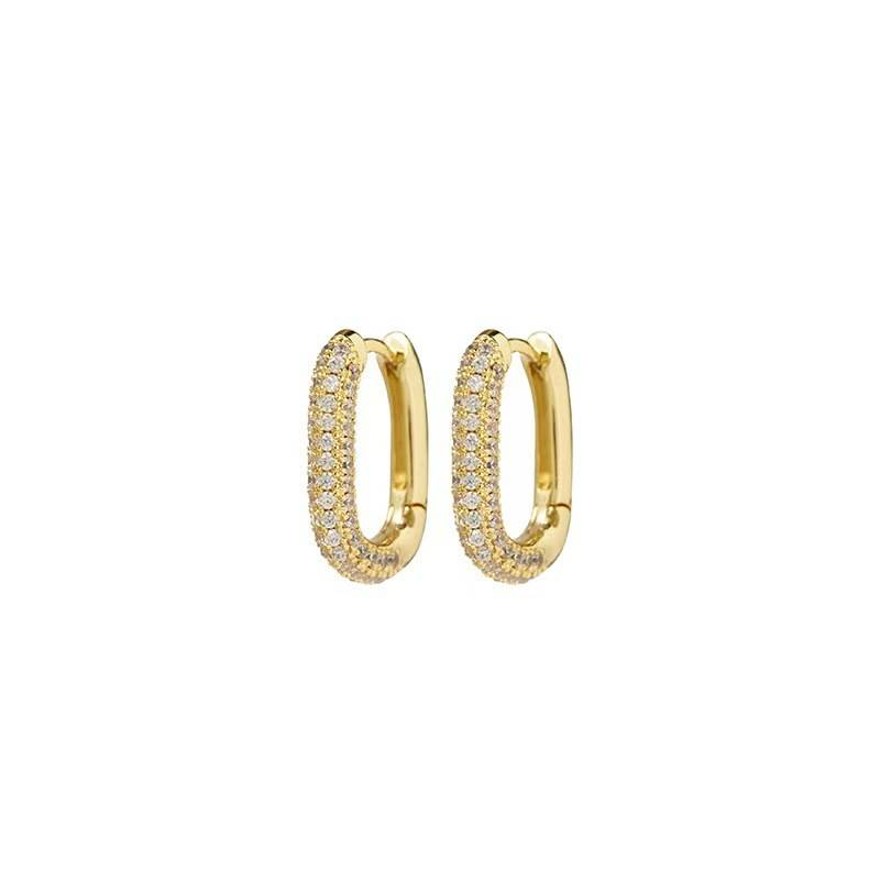 Orecchini da donna a forma di U con zirconi scintillanti, leggeri, di lusso, di alta qualità, alla moda e dal temperamento raffinato._voghion.com