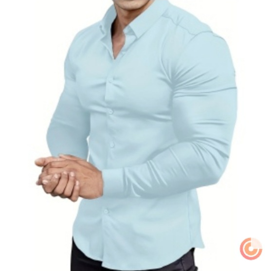Herrenbekleidung Langarmhemd Bedrucktes Business Casual Bügelfreies einfarbiges Revershemd_voghion.com