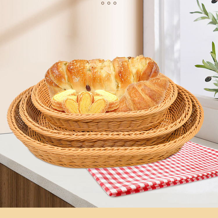 Oval Rattan Bread Basket Environmentally Friendly Rattan Weaving Display Basket Fruit Basket Storage Basket_voghion.com