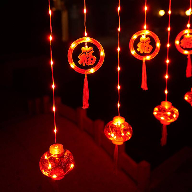 New Year LED String Lights - Red Lantern Decorations For Indoor/Outdoor, Window, Garden, Holiday & Festival Lighting (8 Modes, Plug-in/Solar)_voghion.com