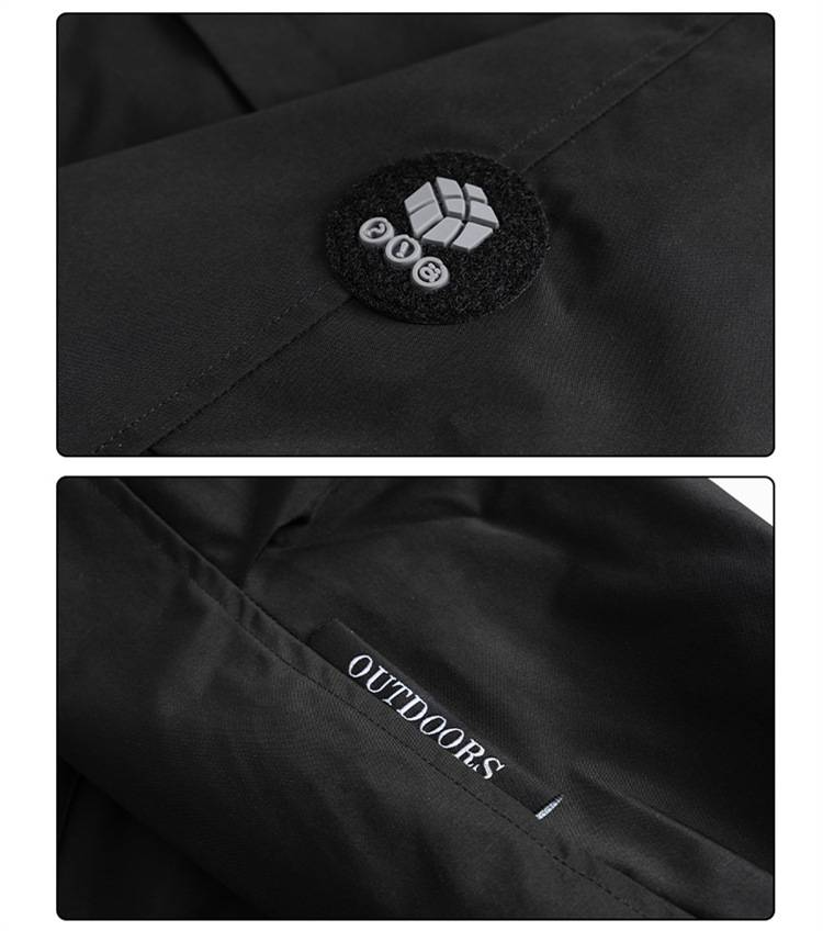 Novo traje de montanhismo 2025, jaqueta impermeável multifuncional com capuz de cor sólida, corta-vento masculino com vários bolsos_voghion.com
