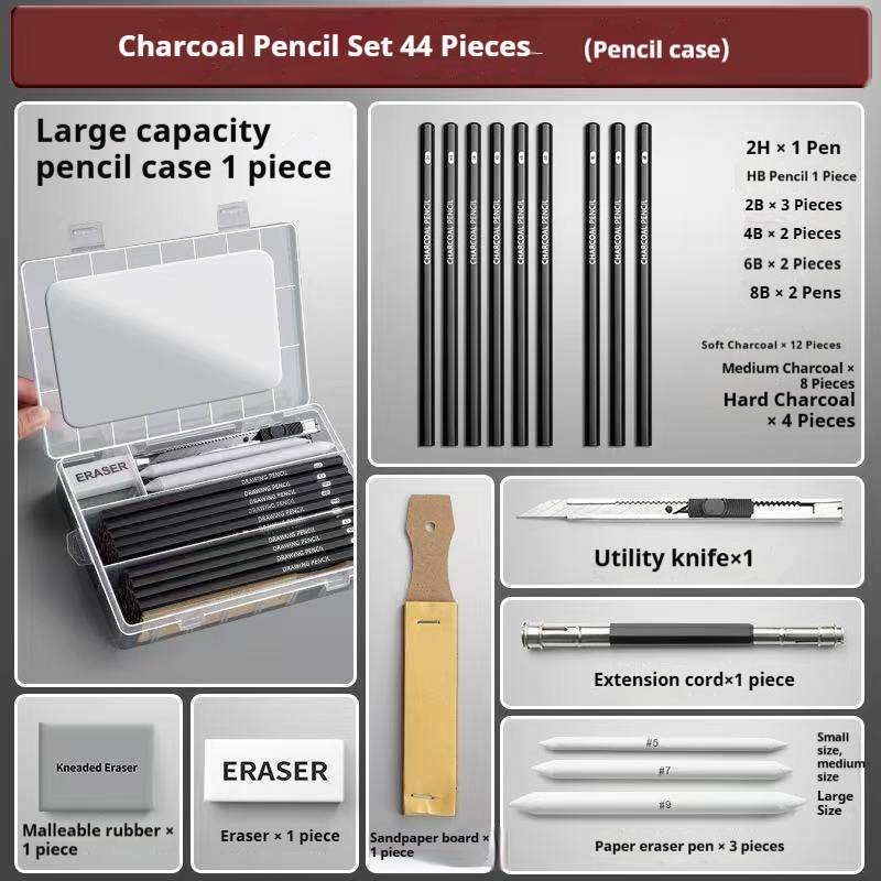 Professional Sketch Pencil Set For Artists - 12B To 2H Graphite & Charcoal Pencils, Ideal For Beginners, Students & Sketching Enthusiasts_voghion.com