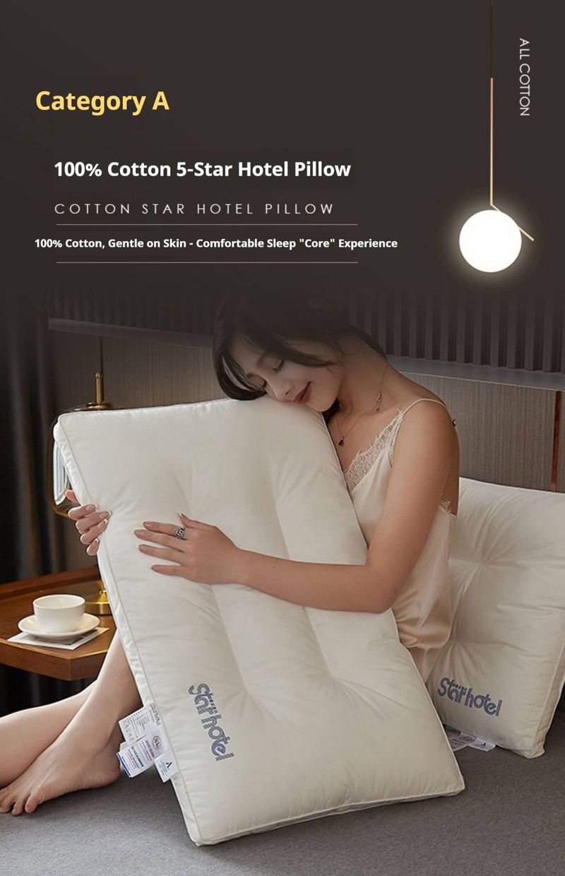 Set di cuscini per hotel in cotone di alta qualità (3 pezzi) – Altezza regolabile (bassa/media/alta), traspirante e ipoallergenico, supporto ergonomico per il collo_voghion.com