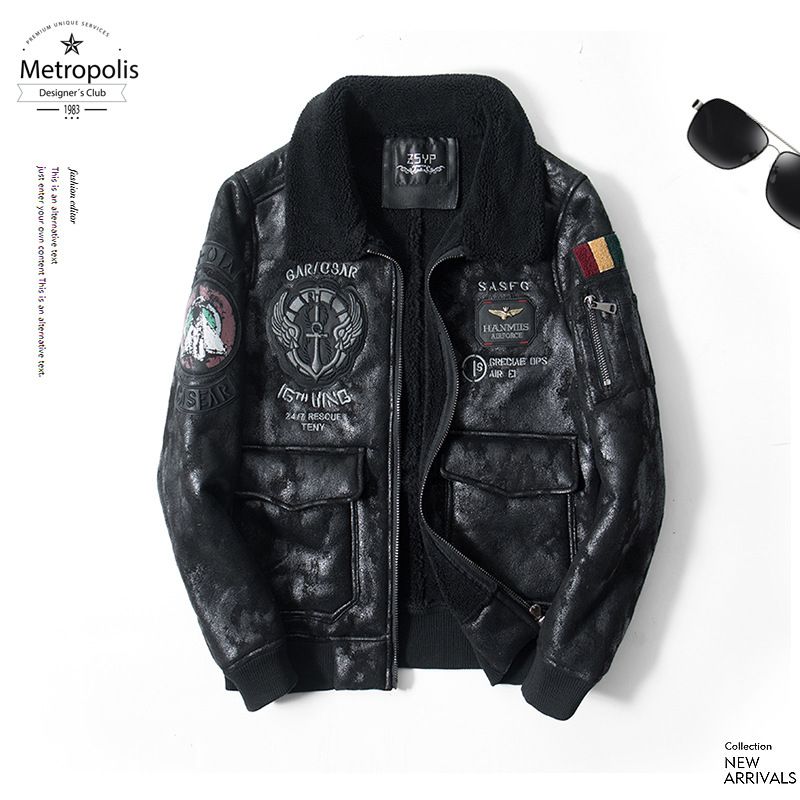 Men's Vintage Faux Leather Bomber Jacket – Fleece-Lined Biker Jacket With Notched Lapel (Black/Brown, Sizes M-5XL)_voghion.com