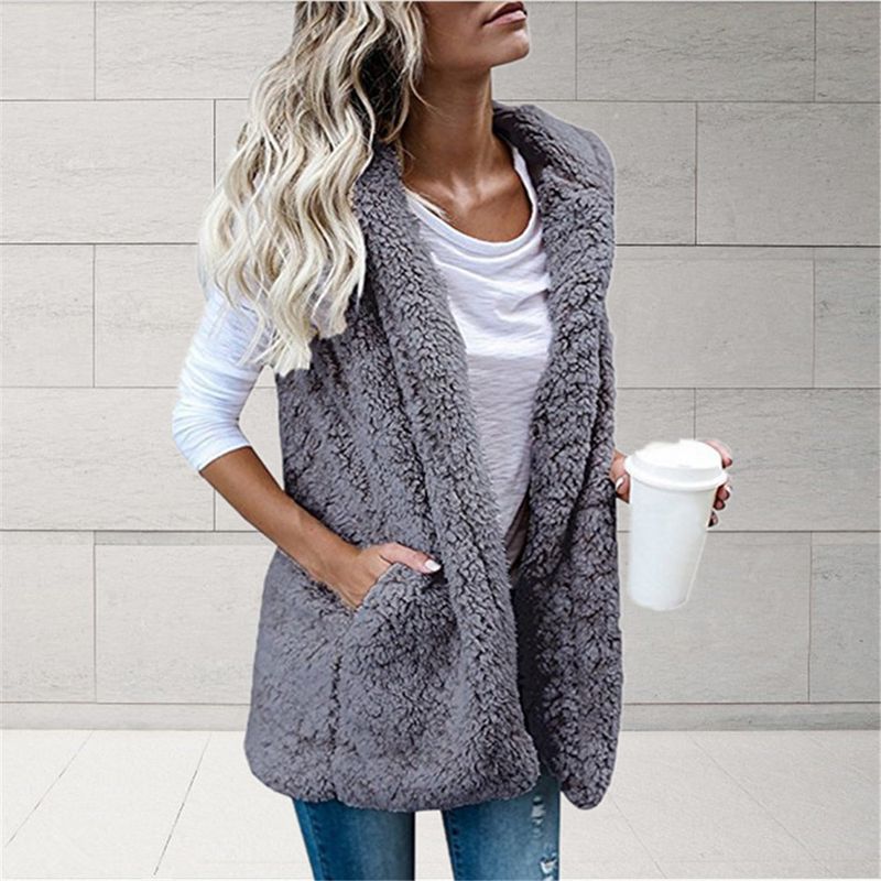 Women’s Oversized Hooded Vest – Lightweight Sleeveless Jacket With Pockets Solid Color Sleeveless Hooded Pocket Vest In Stock_voghion.com
