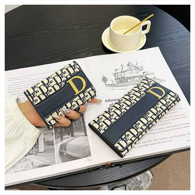 Designer-Damentasche, lange Geldbörse im Vintage-Stil mit großem Fassungsvermögen, D-Verschluss, kurze dreifach faltbare Clutch_voghion.com