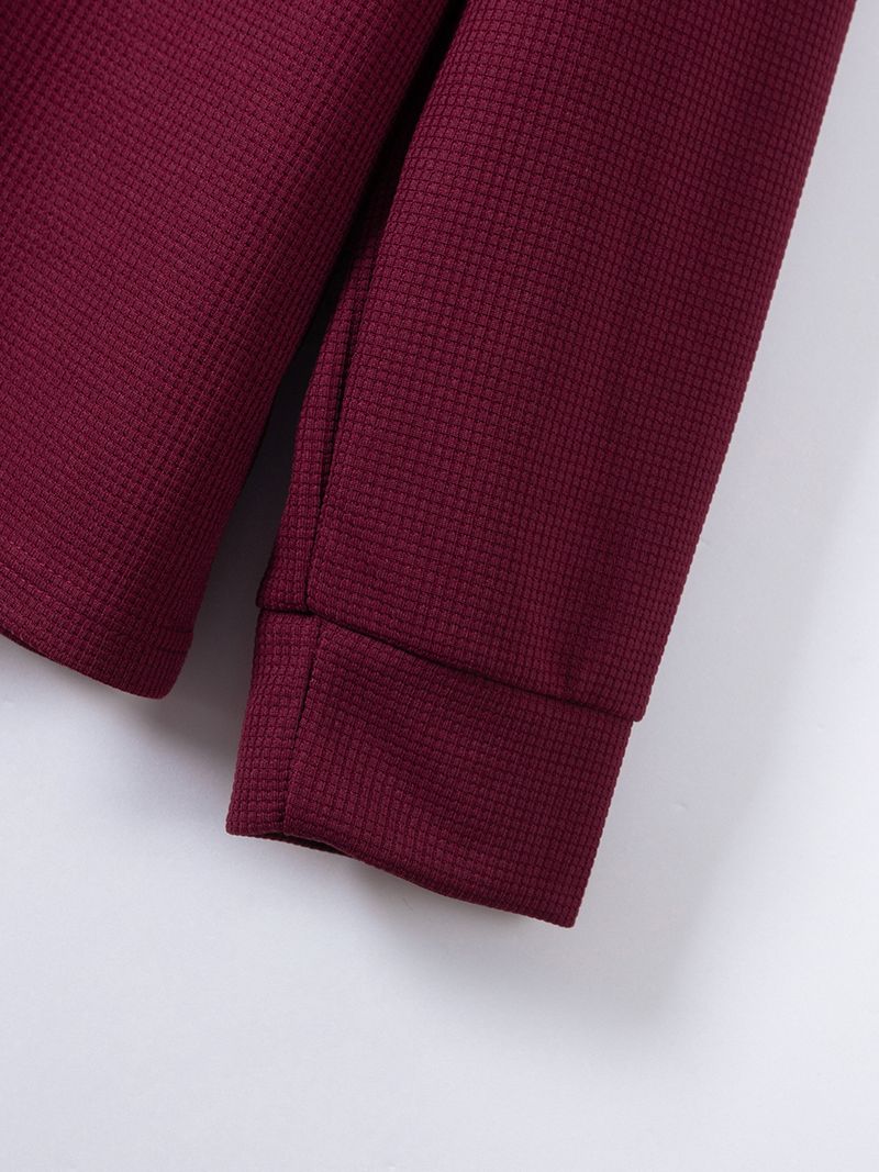Klassisches Poloshirt aus Waffelstrick – Langarm-Knopfkragen mit Tasche (Khaki/Schwarz/Grau/Weinrot/Grün/Weiß, S-XXXL)_voghion.com