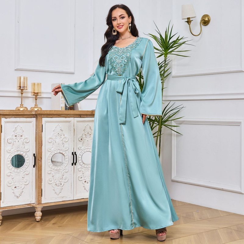 Women's Clothing Muslim Robe Women's Long Skirt Fashion Beaded Dress_voghion.com