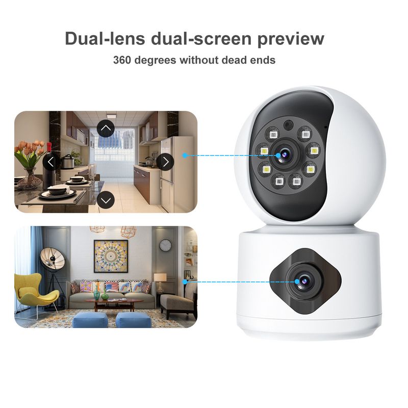 Cámara IP de seguridad para el hogar CCTV Tuya PTZ360° con wifi y lente dual_voghion.com