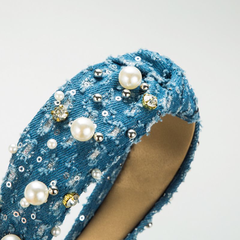 Nuovo denim di alta qualità e alla moda, fascia per capelli con glitter di perle, accessori per capelli da donna_voghion.com