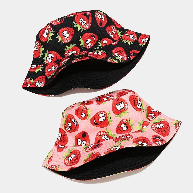 Estate Verdura Frutta Stampa Cappelli a secchiello per ragazze Moda Hip Hop Visiera parasole Cappello Uomo Donna Berretto da pescatore Ragazzo Panama_voghion.com