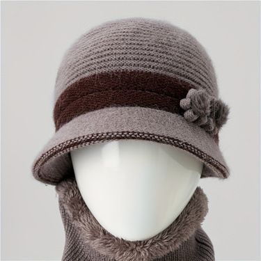 Winter Knitted For Middle-aged Elderly Women, Mom's Rabbit Fur Hat, Thickened And Fleece-lined, Grandma's Warm Wool Hat_voghion.com